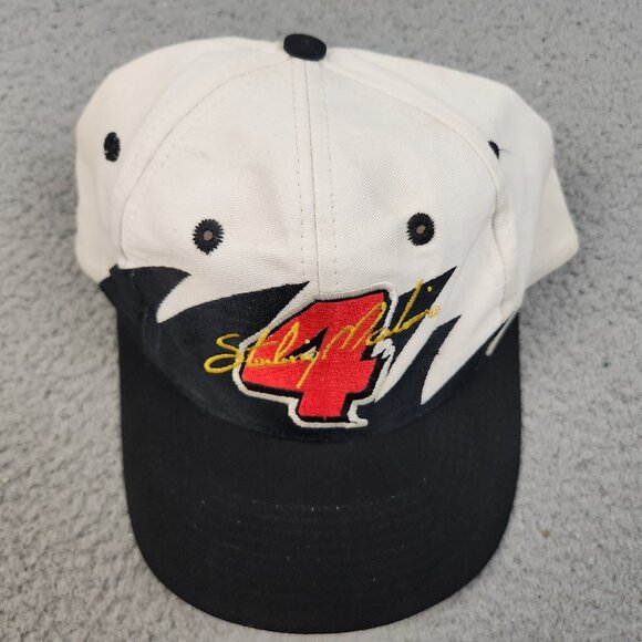 Vintage Sterling Marling Hat Cap Sharktooth Logo 7 Athletic Black White 90s - Picture 2 of 10